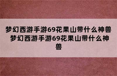 梦幻西游手游69花果山带什么神兽 梦幻西游手游69花果山带什么神兽